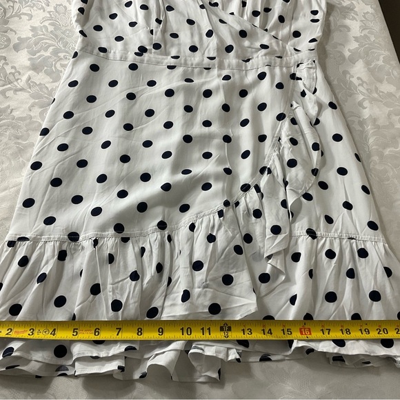 J.CREW Women's Size 14 Dress White W Black Polka Dot V Neck Sleeveless Layered - Picture 7 of 7